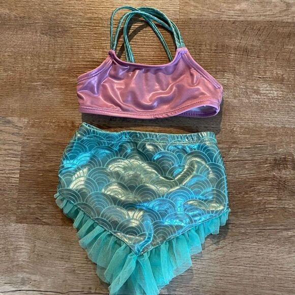 Wonder Nation Mermaid 3 Piece Swim Suit Bikini W Skirt Size 18 Months - Picture 7 of 11